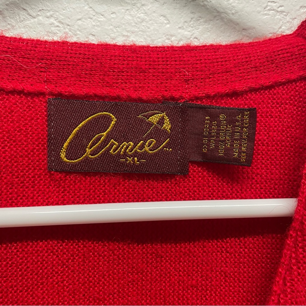 Vintage 1980s Arnie Red Cardigan Sweater // XL - Picture 4 of 5